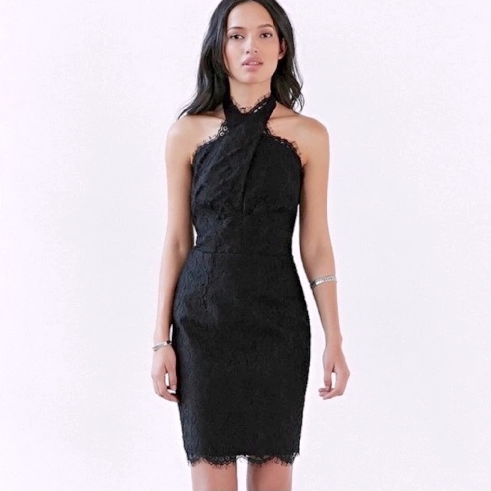 NWT Keepsake The Label Lulus High Roads Black Lace Halter Dress, Womens Size XS